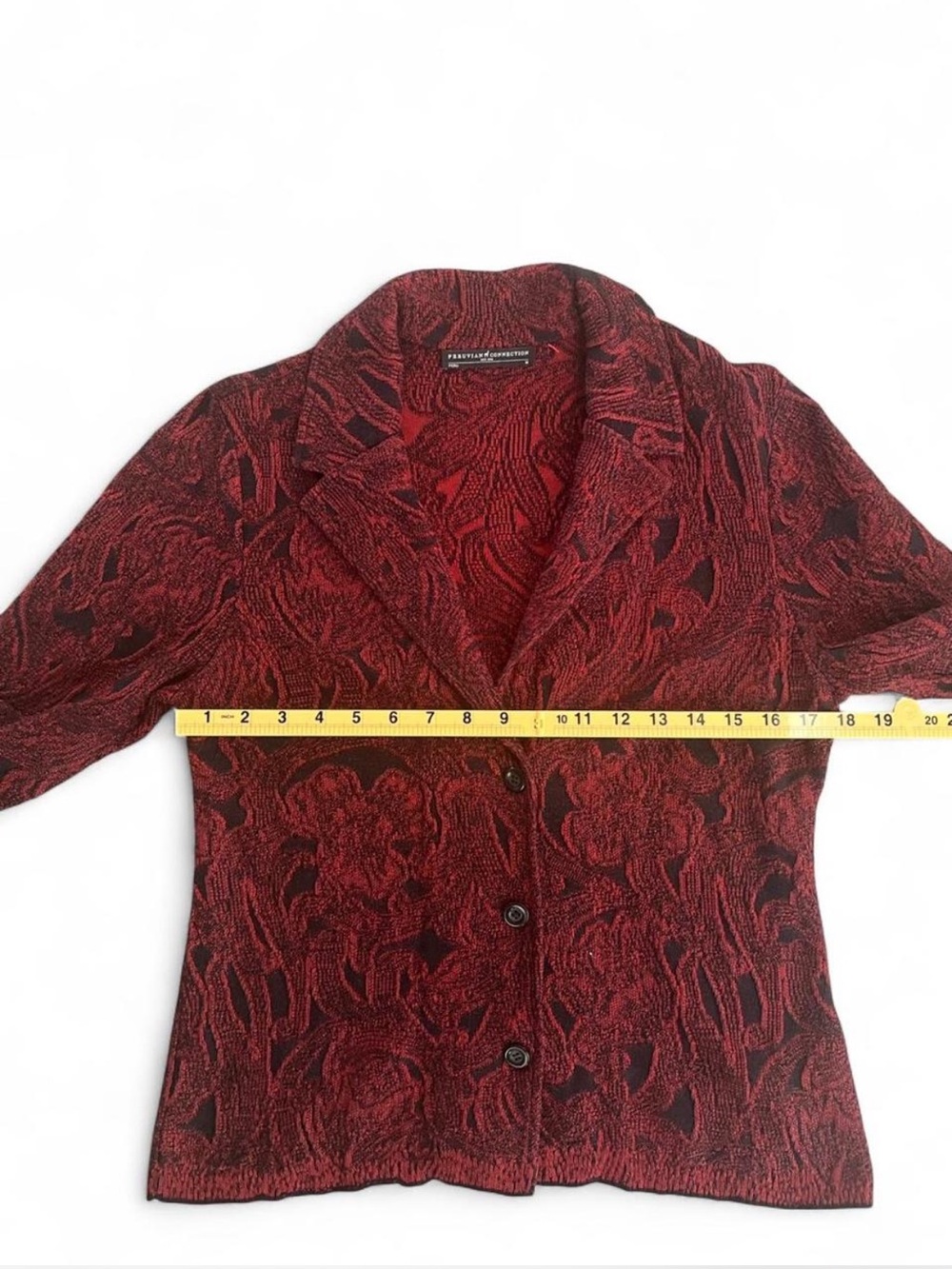 Peruvian Connection Red Patterned Button-Front Blazer - Picture 6 of 7